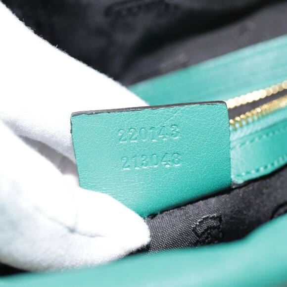 GUCCI Backpack Leather Green Gold - Picture 12 of 16